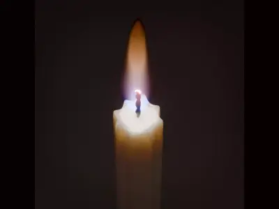 Candle with procedural flame 3D model