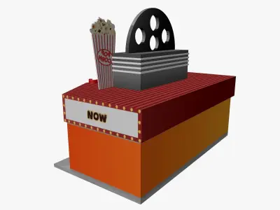 Cartoon Cinema Building Low-poly 3D model