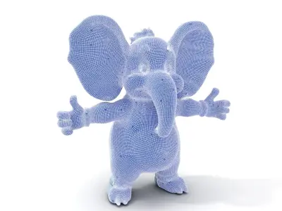 Blue Elephant Character Model Rigged and Animated Low-poly 3D model