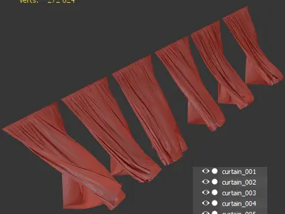 Wind Curtain Draped Fabric Archviz 3D Model 3D model
