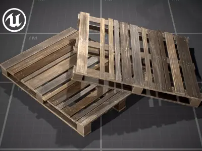 Wooden Pallets Low-poly 3D model