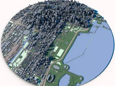 Chicago Cityscape Illinois Architecture Lake Michigan 3D model