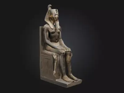 Seated Egyptian Pharaoh Statue Regal Monument Model 3D model
