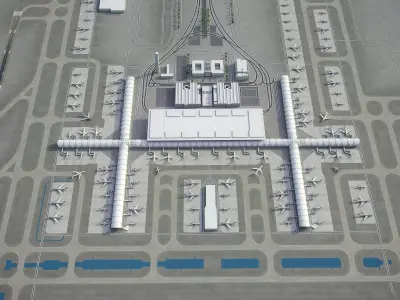 Bangkok Suvarnabhumi Airport Low-poly 3D model