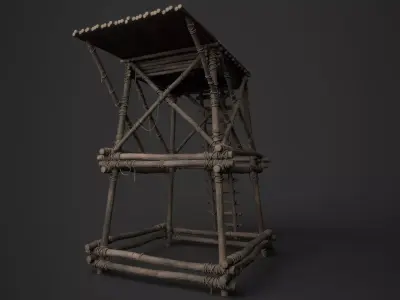 Wooden Watchtower B Low-poly 3D model