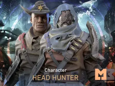 SCI-FI MERCENARY 03 HEAD HUNTER Low-poly 3D model