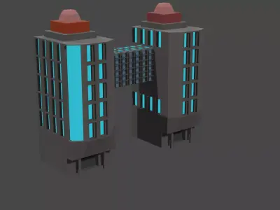 The Twin Towers Free low-poly 3D model