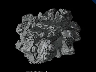 Tanks and Turrets  Destroyed Pack 3D print model