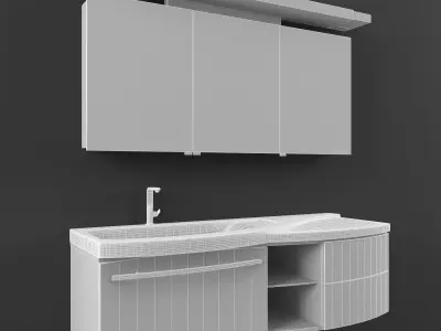 Sinea modern bathroom vanity with wooden cabinets 3D model