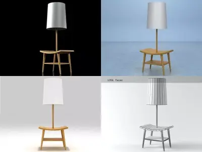 Booklamp four different lamps on table 3D model