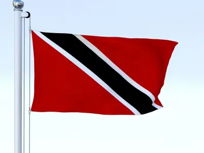 Animated Trinidad and Tobago Flag Low-poly 3D model