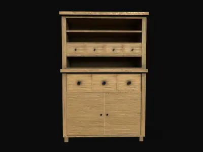 Wood Cabinet Low-poly 3D model