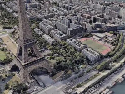 Paris City Eiffel Tower Realistic 3D model