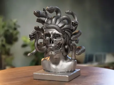 Medusa Skull snake bust Cyborg Medusa Skull snake  3D print model