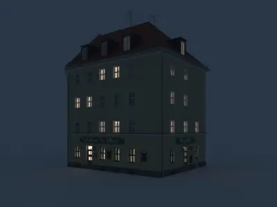 Residential City Building - Corner - 01 - Restaurant 3D model