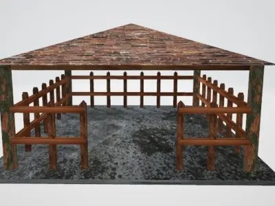 Pavilions wooden gazebo with roof Free 3D model