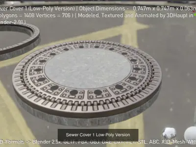 Sewer Cover 1 3D Model Pack
