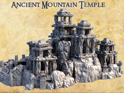 Ancient Mountain Temple Tabletop Terrain 28 MM 3D print model