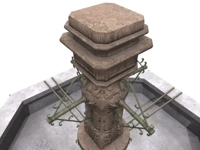 Old Fountain Low-poly PBR Low-poly 3D model