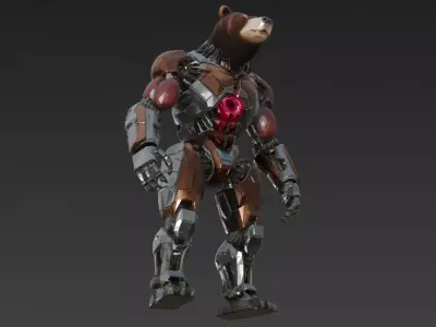 Animal Humanoid Robot Bundle 10 Sci-Fi Character Low-poly 3D model