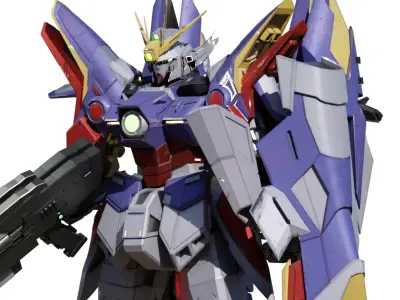 XXXG-00W0 Wing Gundam Zero Low-poly 3D model