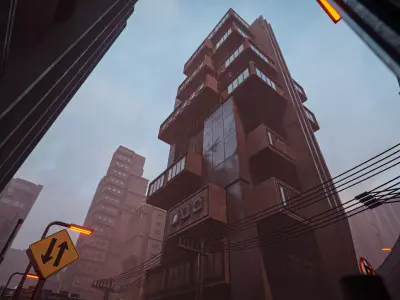 DYSTOPIAN BRUTALIST BUILDING SCIFI 05 Low-poly 3D model