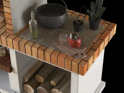 BBQ-barbecue outdoor barbecue with fire pit 3D model