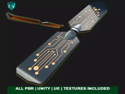 Sic-Fi Hoverboard 4 All PBR Unity UE Textures Included Low-poly 3D model