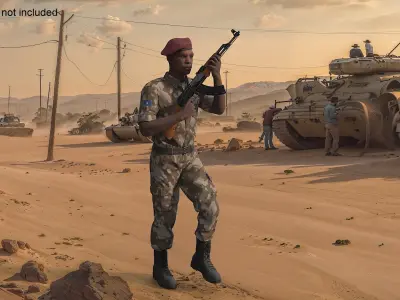  Soldier Marching with Rifle AK-47 Fur 