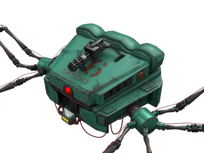 Robotic Character SPIDER with RIG Low-poly 3D model