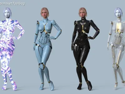Female Robot R68 Pack Low-poly 3D model
