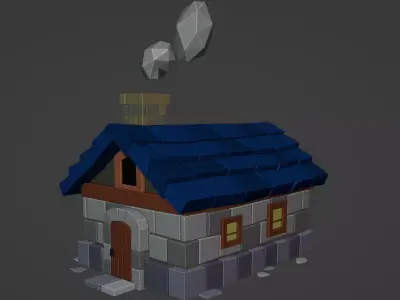 Wooden House C  Game Ready Fantasy Building Low-poly 3D model