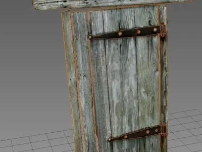 Door 5 Wooden Low-poly 3D model