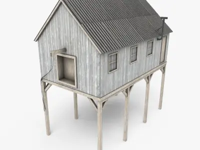 Suspended Barn Low-poly 3D model