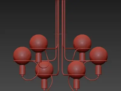 GHOST chandelier with five balls and base 3D model