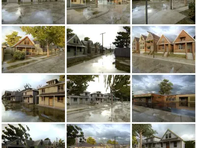 American district  Low-poly 3D model