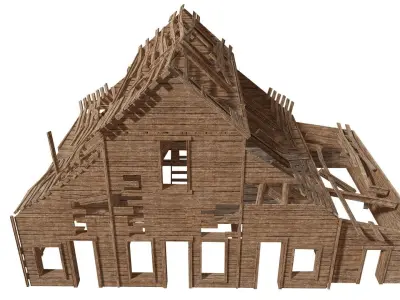 Wooden abandoned old raw barn da1 Low-poly 3D model purchase