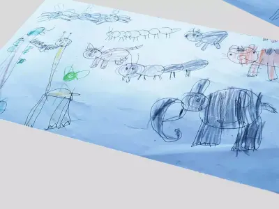 Child Hand Drawing Sketches Low-poly 3D model