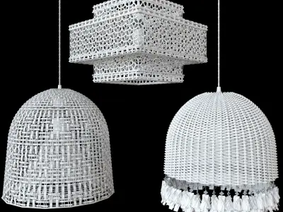 RotanLampSet2 rattan pendant light 3D model