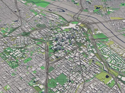 Dallas Texas USA 25x25km 3D City Map 3D model