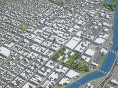 Iowa City - 3D City Model Low-poly 3D model