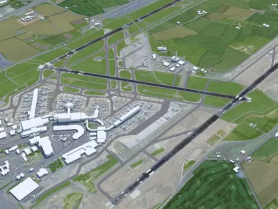 Dublin Airport  15km Low-poly 3D model