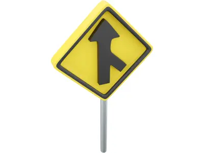  3d  merges with the right lane cartoon icon 3D model