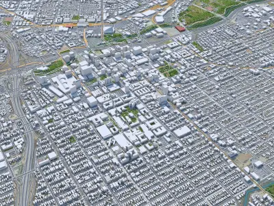 San Jose Downtown California USA Low-poly 3D model