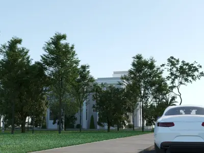 Classic villa corona with 3d grass 3D model