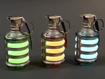 Sci-Fi Grenade Set Low-poly 3D model