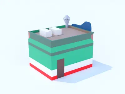 Italian Restaurant pizzeria Low Poly Low-poly 3D model