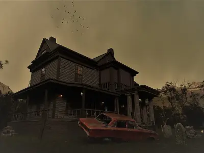 Haunted house 3d model Low-poly 3D model