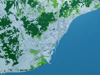 Barcelona with Terrain 3D model