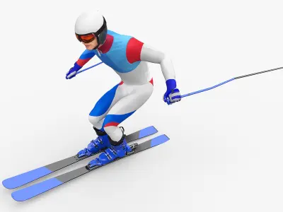  Skier Animated Rigged For Maya Collection 